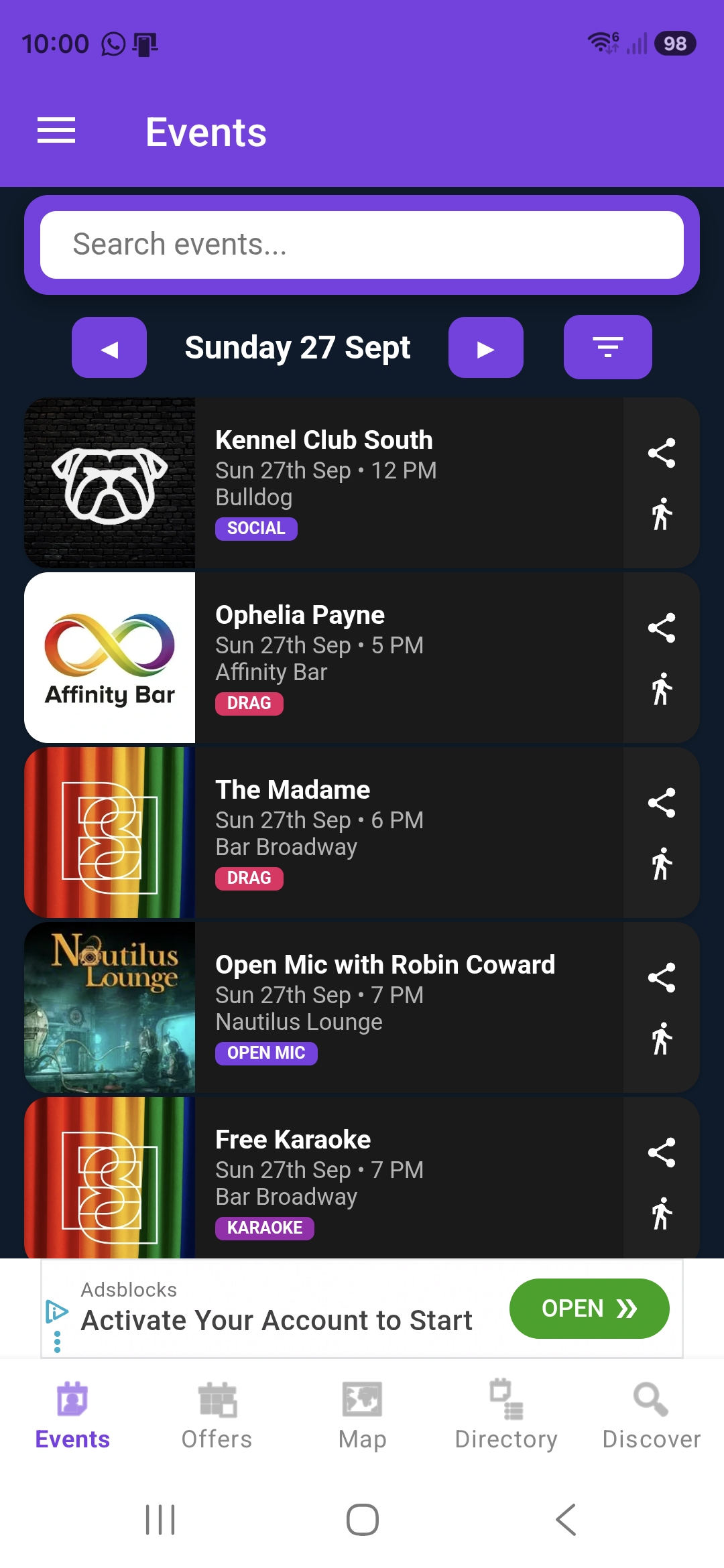 Vibe app showing what's on in Brighton