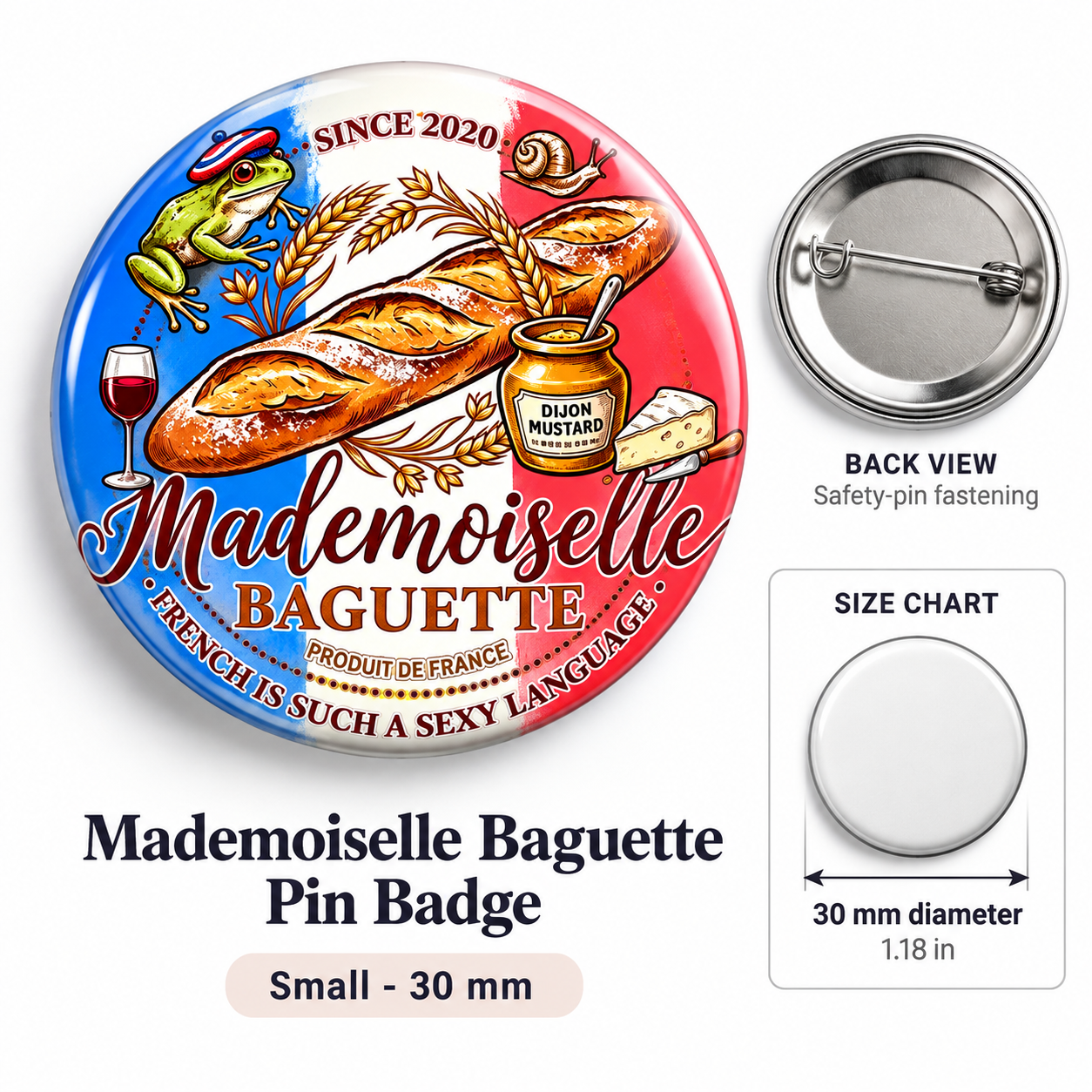 Mademoiselle Baguette Pin Badge - Image 2