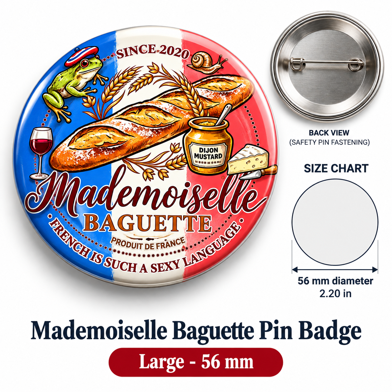 Mademoiselle Baguette Pin Badge - Image 3